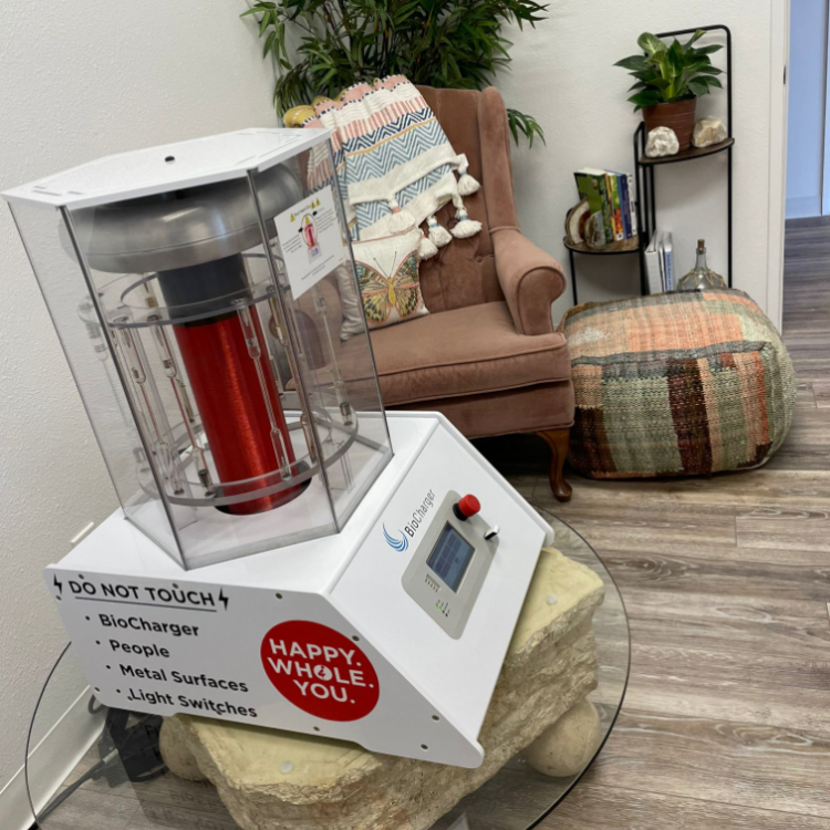 BioCharger on a Stand in a Relaxing Room Setting