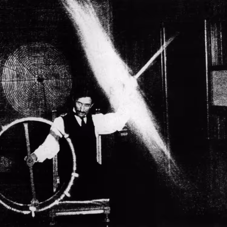 Black and White Image of Tesla