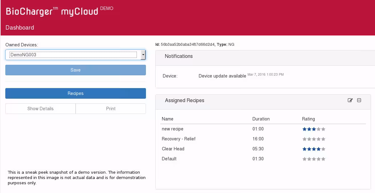 BioCharger MyCloud Dashboard