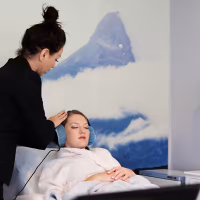 Woman in Frequency Healing Therapy at the Ensele