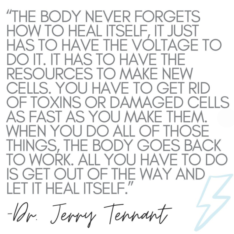 Dr Jerry Tennant Quote on a White Background with Light Blue Bolt Outline