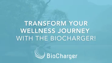 Transform Your Wellness Journey with The BioCharger Text on a Blue Background with a Tree