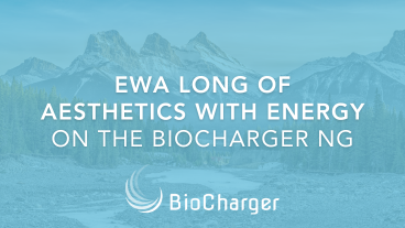 Ewa Long of Aesthetics with Energy on the BioCharger NG Text on a Blue Nature Background