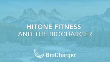 HiTone Fitness and the BioCharger Text on a Blue Nature Background