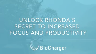 Unlock Rhonda's Secret to Increased Focus and Productivity Text on a Blue Background with a Tree
