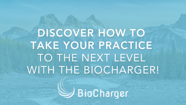 Discover How to Take your Practice to the Next Level with the BioCharger Text on a Blue Nature Background