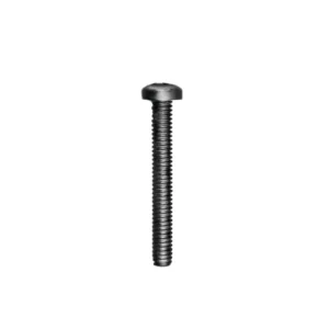 Black screw plug on a white background